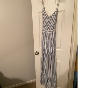 Boutique striped shirt romper with long back